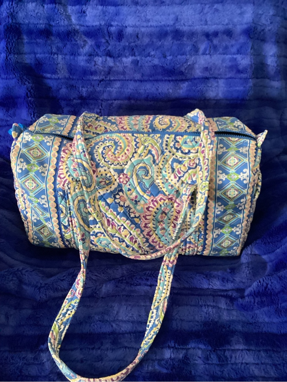 Vera Bradley Blue Multi Quilted Paisley Duffel